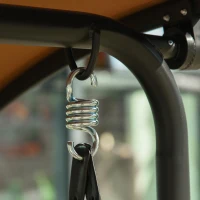 Outsunny 3-Person Porch Swing with Stand, Outdoor Swing for Patio Porch with Adjustable Tilt Canopy and Comfortable Swing Bench-Style Seat, Steel Frame, Brown(m-8)