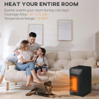 HOMCOM Electric Space Heater for Indoor Use, 1500W Fast Heating Portable Electric Heater with Infrared Quartz Heat Element, Thermostat, 3 Modes, Remote, 12h Timer(m-7)