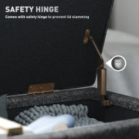 HOMCOM Storage Ottoman, Linen Fabric End of Bed Bench with Button Tufted Storage Bench for Bedroom, Grey(m-7)