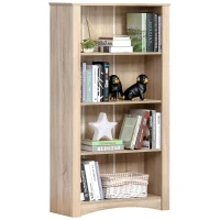 HOMCOM 4-Tier Bookcase, Modern Multi-Purpose Storage Cabinet, Freestanding Display Unit for Study, Living Room, Oak(m-11)