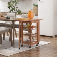 HOMCOM Wood 4 Tier Rolling Kitchen Trolley Cart with Storage Drawer Rack Basket(m-8)