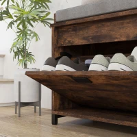 HOMCOM Shoe Storage with Seat, Upholstered Hallway Bench, Shoe Bench with Flip Drawer and Side Rack for 6 Pairs of Shoes(m-10)