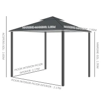Outsunny 10' x 10' Patio Gazebo Outdoor, Canopy Shelter with Double-tier Roof, Pavilion Sidewalls for Garden Events, Dark Grey(m-3)