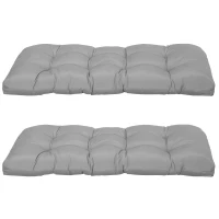 Outsunny Set of 2 Patio Bench Replacement Cushions, 2 Seater Outdoor Loveseat Cushion Seat Pad, 43" x 19" x 3", Grey(m-11)
