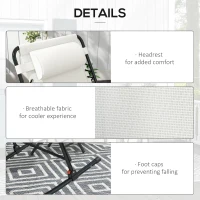 Outsunny 2pc Patio Foldable Rocking Chair Set w/ Breathable Mesh Seat & Backrest, Headrest for Park, Backyard, Garden, Cream(m-7)