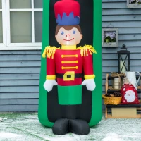 Outsunny 11.5ft Christmas Inflatables Outdoor Decorations Archway with 2 Nutcracker Soldiers Rocking Horse, Blow-Up LED Yard Christmas Decor for Lawn Garden Party(m-8)