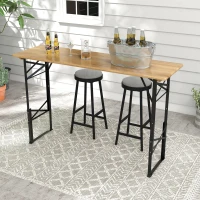 Outsunny Folding Picnic Table w/ Adjustable Heights, Camping Table, Natural(m-8)