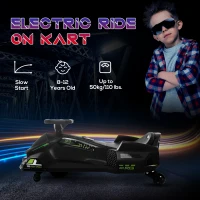 Aosom 12V Electric Drifting Go Kart w/ Slow Start, Music, Lights, Black(m-7)