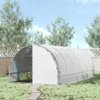 Outsunny 20' x 10' x 7' Large Walk-in Greenhouse, Steel Frame, PE Cover, 2 Doors, Outdoor Tunnel Hoop Hot House Kit for Tropical Plants, Flowers, Herbs and Vegetables, White(m-2)