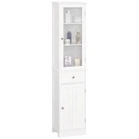 kleankin Tall Bathroom Cabinet, Bathroom Storage Cabinet with Drawers, 2 Doors and Adjustable Shelves, White(m-11)