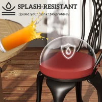 Outsunny Patio Chair Cushions Set of 4 Round Seat Cushions for Dining Bistro Chairs Machine Washable, 15" x 15" x 3", Wine Red(m-7)