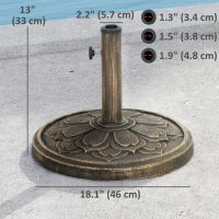 Outsunny 26 lbs Resin Round Patio Umbrella Base, Umbrella Stand Base, Outdoor Umbrella Stand for 1.3"/1.5"/1.9" Umbrella Poles for Outdoor, Lawn, Poolside, Bronze(m-3)