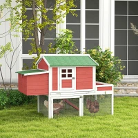PawHut Wooden Chicken Coop Hen House Poultry Cage for Outdoor Backyard with Raised Garden Bed, Run Area, Nesting Box and Removable Tray,(m-2)