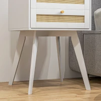 HOMCOM Boho Night Stands Set of 2, Bedside Tables with 2 Rattan Drawers, Square End Tables for Bedroom, Living Room(m-10)