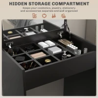 HOMCOM Modern Vanity Set with Makeup Table and Cushioned Stool, Dressing Table with Flip Top and Mirror for Bedroom, Black(m-5)