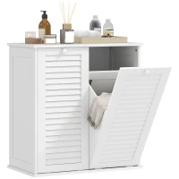 HOMCOM Tilt Out Laundry Cabinet, Laundry Basket Cabinet with 2 Baskets and 2 Louvered Doors, White(m-11)
