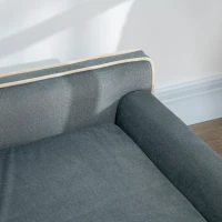 PawHut Dog Bed, Large Dog Couch with Washable Cover, Wooden Legs, Elevated Fancy Foam Pet Sofa for Medium & Large Breeds, Gray(m-8)