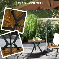 Outsunny 35.4" Outdoor Dining Table with Slatted Acacia Wood Leaf Tabletop, Patio Table with Steel Legs for Garden, Yard, Teak(m-7)