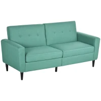 HOMCOM 3 Seater Sofa, Upholstered Couch for Bedroom, Modern Sofa Settee with Padded Cushion, Button Tufting and Wood Legs for Living Room, Green(m-11)