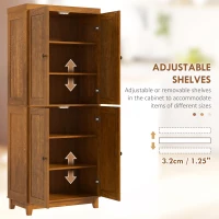 HOMCOM 72.5" Kitchen Cabinet, Pantry Storage Cabinet with 4 Doors and 2 Adjustable Shelves for Dining Room, Distressed Brown(m-7)