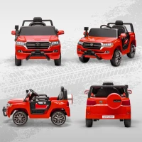 Qaba 12V Toyota LAND CRUISER Licensed Kids Car w/ Remote Control, Four Wheel Spring Suspension, Soft Start, LED Light, Red(m-10)