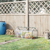 Outsunny 47" x 23.6" x 23.6" Portable Mini Tunnel Greenhouse Garden Planting Outdoor Flower Warm House Box with 2 Windows, Steel Frame and Weatherized Cover, Clear