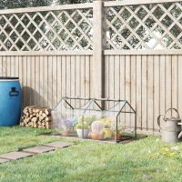 Outsunny 47" x 24" x 24" Portable Mini Tunnel Greenhouse Garden Planting Outdoor Flower Warm House Box with 2 Windows Steel Frame Weatherized Cover, Clear(m-1)