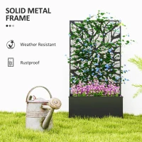 Outsunny Metal Raised Garden Bed with Privacy Panel, Freestanding or Wall Mounted Outdoor Planter Box for Garden, Patio(m-6)