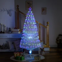 HOMCOM 6FT Artificial Tree Multi-Colored Pre-Lit Home Christmas Decoration  White(m-1)