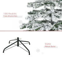 HOMCOM 7.5ft Artificial Snow Flocked Christmas Tree Xmas Tree Holiday Home Indoor Decoration for Party with Foldable Feet, Green(m-7)