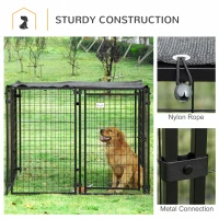 PawHut Outdoor Dog Kennel, Lockable Pet Playpen Crate with Top Cover, Black(m-5)