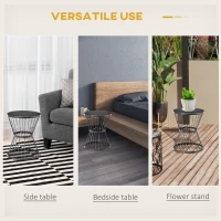 Outsunny 16" Steel Patio Side Table, Garden End Table with Hourglass Design, Accent Table for Outdoor and Indoor Use, Distressed Black(m-6)