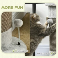 PawHut 23" Cat Scratching Post with Covered Plush, Play Balls, for Indoor Cats, Grey(m-4)