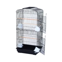 PawHut 36" Metal Indoor Bird Cage Starter Kit With Tray and Accessories - Black(m-4)