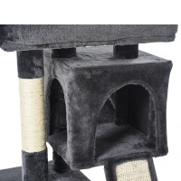PawHut Plush Cat Tree Tower w/ Sisal Scratching Post Board Perch Condo Dark Grey(m-10)