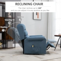 HOMCOM Lift Chair for Elderly, Power Chair Recliner with Footrest, Remote Control, Side Pockets for Living Room, Blue(m-5)