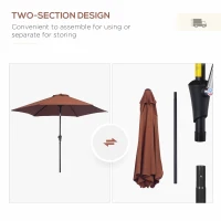 Outsunny 8.5FT Patio Umbrella, Round Garden Parasol with 6 Ribs, Market Sunshade Tilt Canopy w/ Crank Handle for Outdoor, Coffee(m-6)