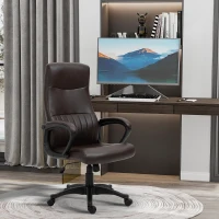 Vinsetto High Back Office Chair Swivel Executive PVC Leather Ergonomic Chair, Adjustable Height, Brown(m-8)