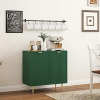 HOMCOM Modern Kitchen Storage Cabinet, Sideboard Buffet Cabinet with Adjustable Shelves and Metal Legs for Kitchen, Green(m-9)