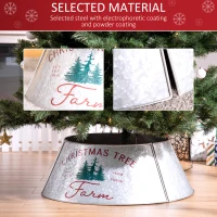 HOMCOM Christmas Tree Collar, Steel Tree Ring Skirt, Home Xmas Decoration for Christmas Tree, 26" x 26" x 9", Silver(m-5)