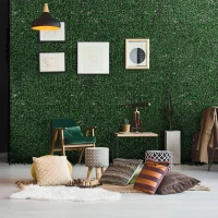 Outsunny 12PCs Grass Wall Panels, 20" x 20" Artificial Grass Wall Decor, Greenery Backdrop Panels Wall for Outdoor, Indoor, Garden, Fence, Backyard, Emerald Green(m-10)