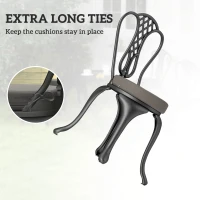 Outsunny Patio Chair Cushions Set of 4 Round Seat Cushions for Dining Bistro Chairs Machine Washable, 15" x 15" x 3", Dark Gray(m-5)