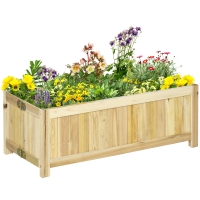 Outsunny Foldable Raised Garden Bed, Wooden Planter Box, Herb Garden Planter with Drainage Holes, for Backyard, Patio to Grow Vegetables, Herbs, and Flowers, 27.6" x 11.6" x 9.8"