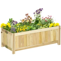 Outsunny Foldable Raised Garden Bed, Wooden Planter Box, Herb Garden Planter with Drainage Holes, for Backyard, Patio to Grow Vegetables, Herbs, and Flowers, 27.6" x 11.6" x 9.8"(m-1)