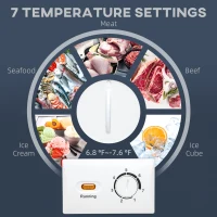 HOMCOM Compact Chest Freezer 3.5 Cubic Feet with Removable Basket, Mini Deep Freezer with Single Door 7 Temperature Setting, Drain Hole for Apartment, Kitchen, or Home Office, White(m-8)