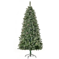 HOMCOM 6ft Unlit Snow-Dipped Fir Artificial Christmas Tree, Holiday Xmas Tree with Realistic Branches, Pine Cones and 718 Tips(m-1)