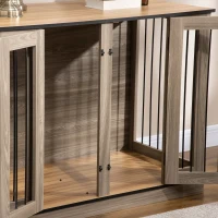 PawHut Furniture Style Dog Crate with Removable Divider, Dog Crate Side End Table Indoor with Double Doors, for Small to Large Dogs, 47" x 23.5" x 35", Dark Walnut(m-8)