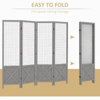 HOMCOM 4.7' 4 Panel Room Divider, Indoor Privacy Screens for Home, Distressed Gray(m-6)