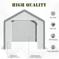 Outsunny 20' x 10' x 9' Walk-in Greenhouse with Roll Up Doors & 6 Windows Plant Growth Warm House Outdoor, PE Cover, White(m-6)