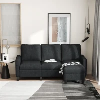HOMCOM L-Shape Sofa, Modern Sectional Couch with Ottoman, Corner Sofa for Living Room, Dark Grey(m-8)